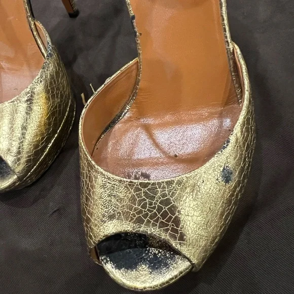 Gucci Gold Lamé platform sandals - Picture 5 of 8